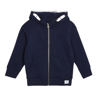 Boys' navy zip through hoodie